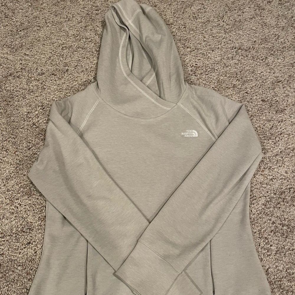 Large, Light Grey women’s North face sweatshirt
